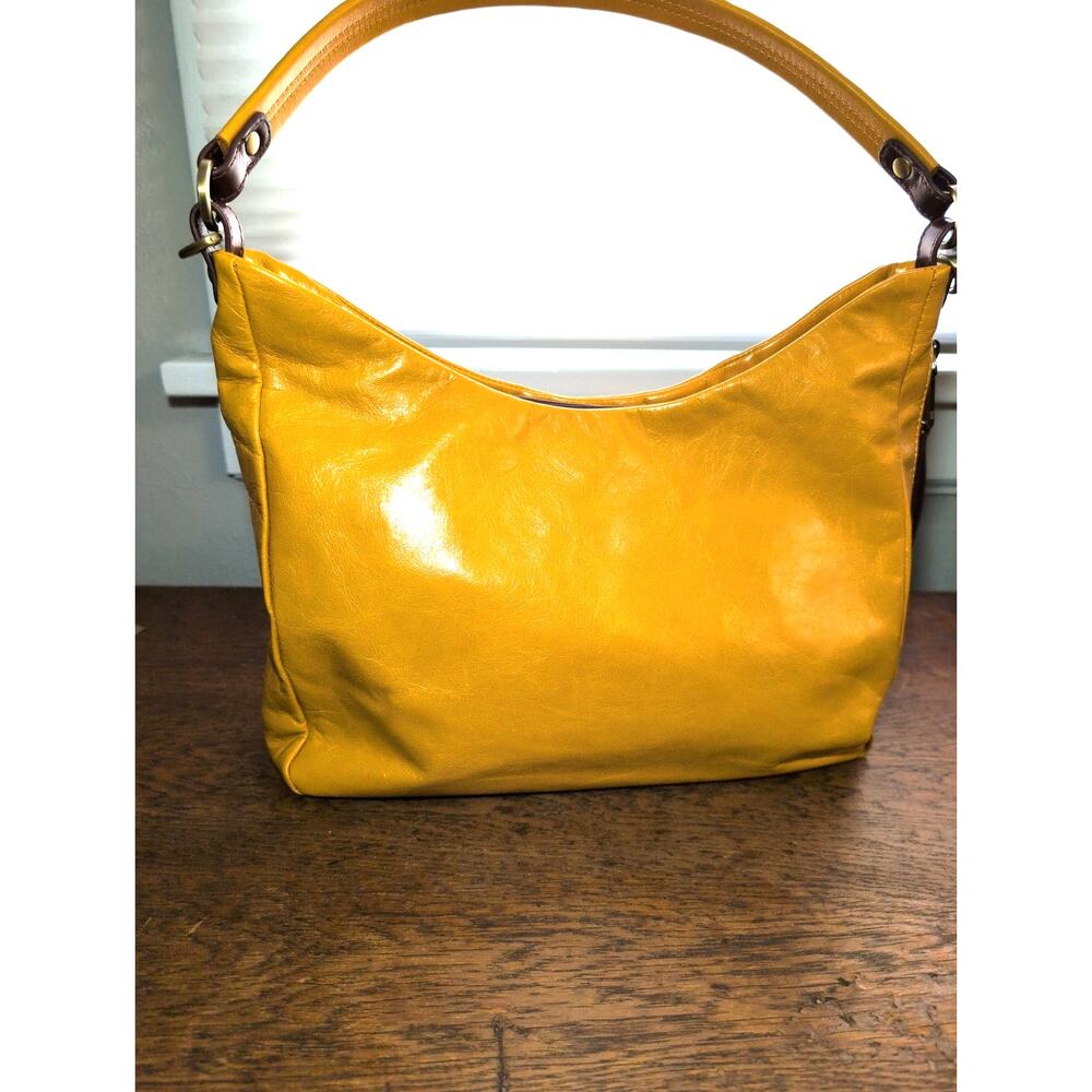 Hobo Shoulder Bag Mustard Gold Leather 12"x 10"x‎ 4" Medium Lined Delilah